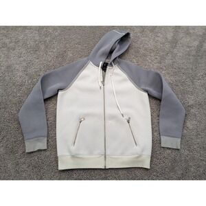 GUESS Hoodie Mens Small Gray & White Rubberized Long Sleeve Drawstring‎